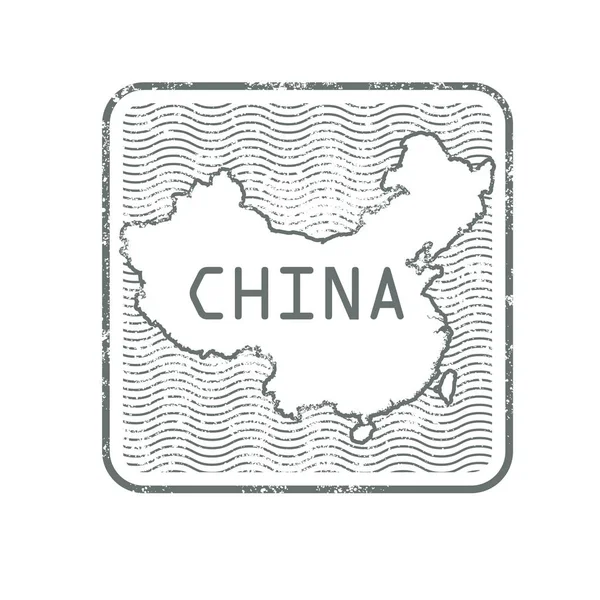 Sellos con contorno del mapa de China — Vector de stock