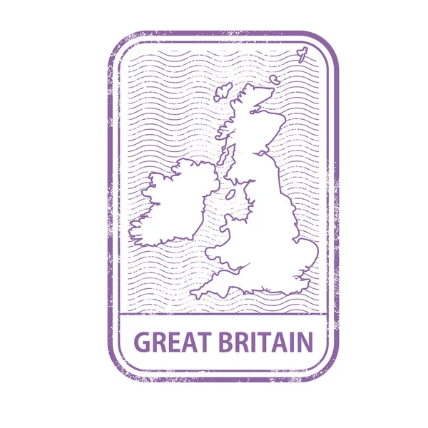 Stempel met de omtrek van de kaart van Groot-Brittannië - contour voor Uk — Stockvector