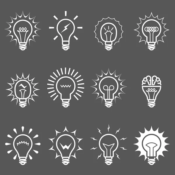 Ampoules et icônes de lampes - symboles d'idée ou d'innovation — Image vectorielle