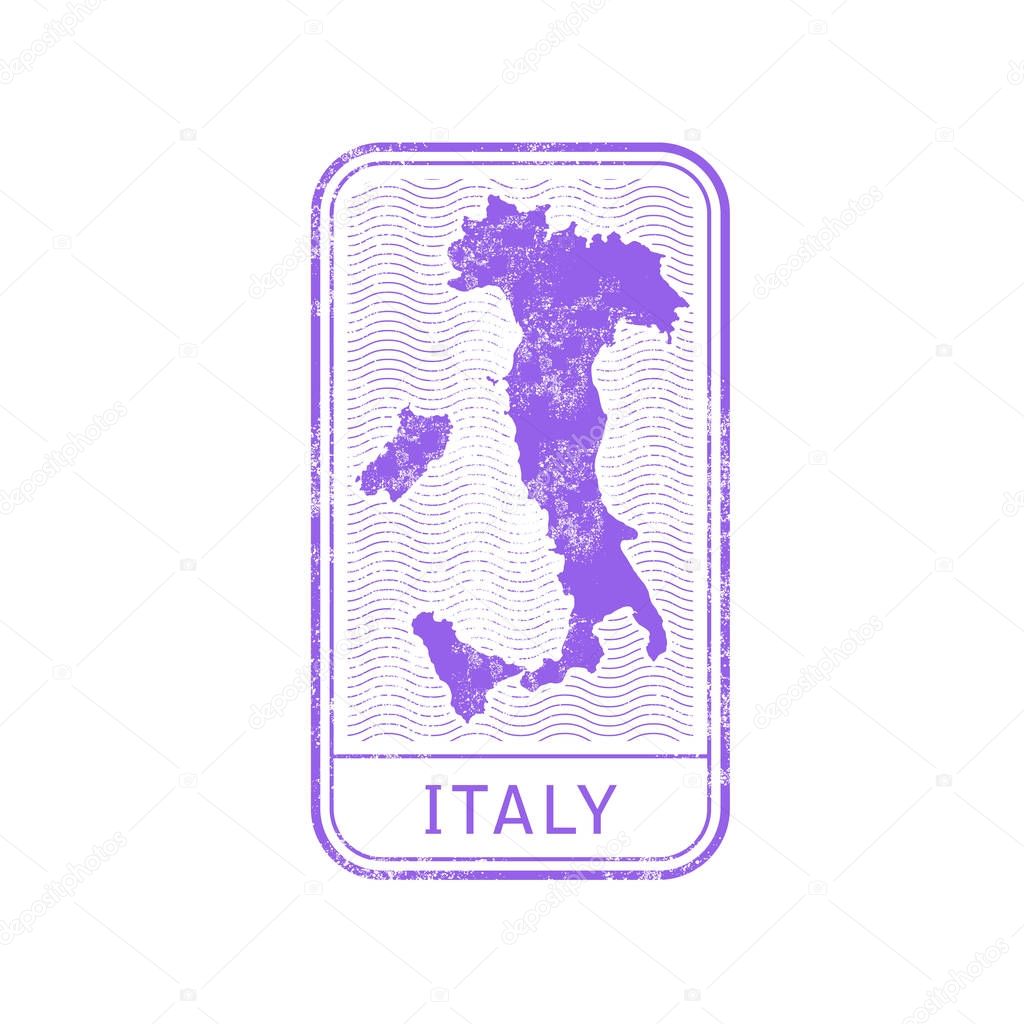Travel stamp - Italy journey, map outline