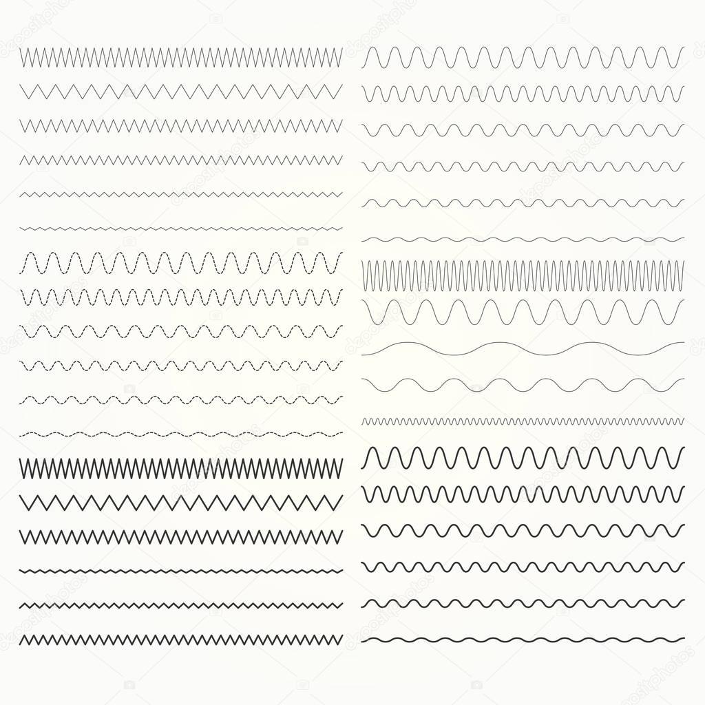 Set of wavy lines  - zigzag and squiggly borders collection