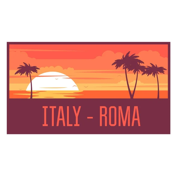 Beach with palm trees and sea - Italy rest concept — Stock Vector
