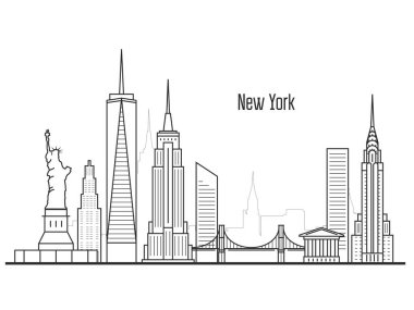 New York şehir manzarası - Manhatten cityscape, kuleleri ve Simgesel Yapı