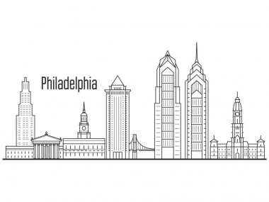 Philadelphia şehir manzarası - şehir cityscape, kuleleri ve landm