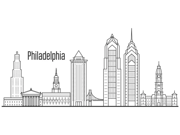 Skyline van de stad van Philadelphia - centrum stadsgezicht, torens en landm — Stockvector