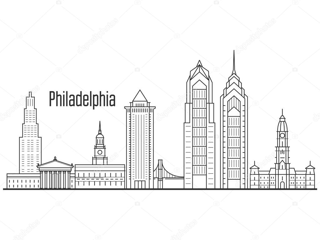 Philadelphia city skyline - downtown cityscape, towers and landm