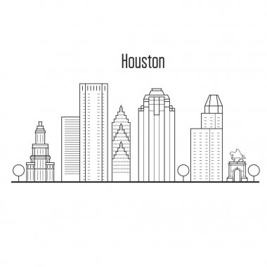 Houston manzarası - şehir cityscape, liner st şehir simge yapılar