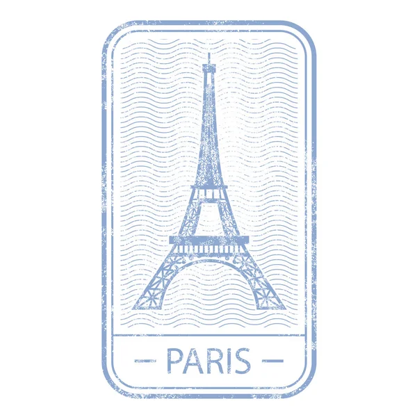 Briefmarke mit dem Symbol von Paris - Eiffelturm, Frankreich Reise — Stockvektor