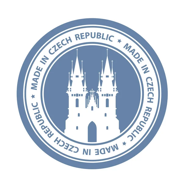 Czeska podróż stempel symbol Pragi - Kościół Najświętszej Marii Panny przed — Wektor stockowy
