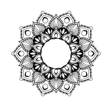 Etnik mandala tasarım - çiçek tarzı oyma etnik tarzda