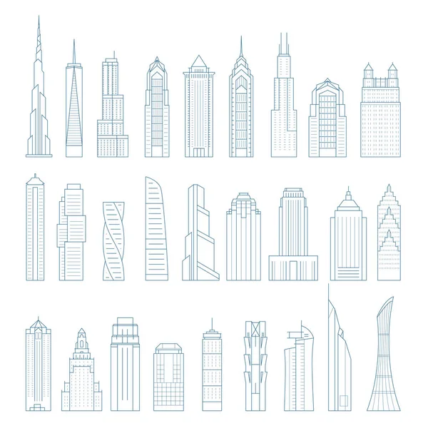 现代大都市摩天大楼和建筑-塔和 landma — 图库矢量图片
