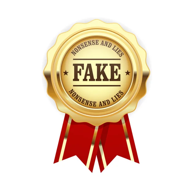 Fake Rosette - Goldsiegel mit Aufschrift Fake, Fälschung — Stockvektor