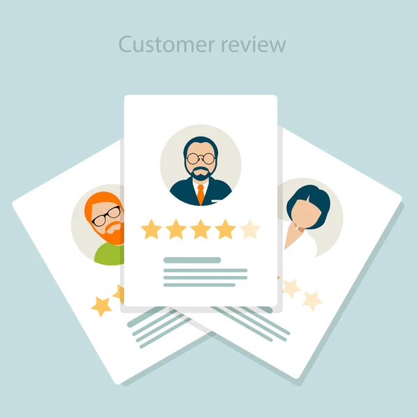 Opinião do revisor - revisão do serviço pelo cliente, conceito de classificação — Vetor de Stock
