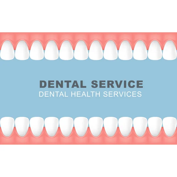 Cartaz dentário com quadro de linha de dentes - linha de dente dianteiro — Vetor de Stock