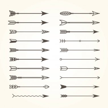 Yay okları - etnik okçuluk okları farklı tasarımlar kümesi