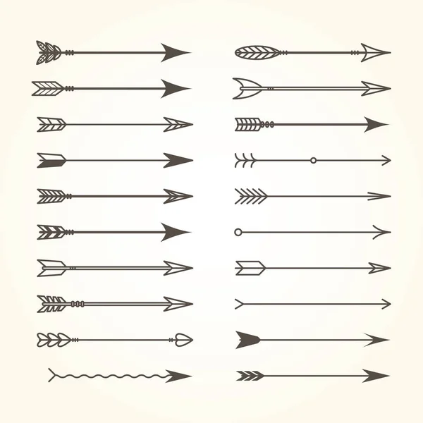 Conjunto de flechas de arco - flechas de tiro con arco étnicas en diferentes diseños — Archivo Imágenes Vectoriales
