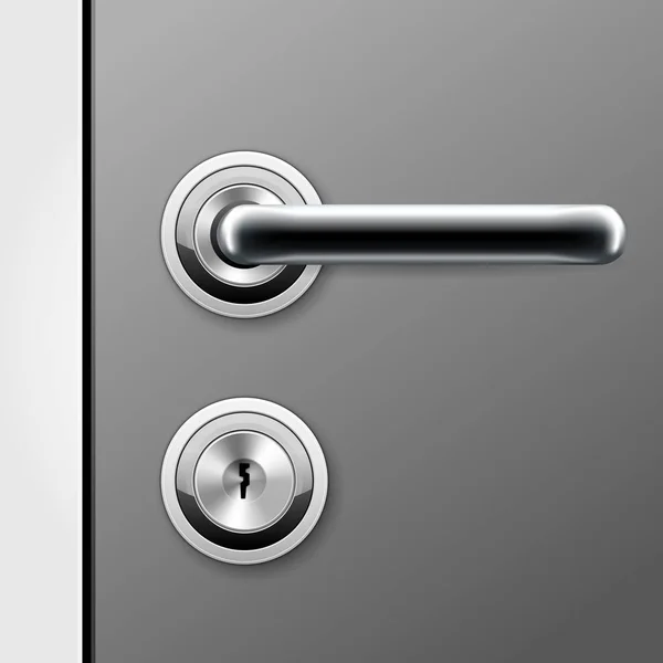 Mango de puerta moderno y cerradura para llave plana - pomo de la puerta — Vector de stock