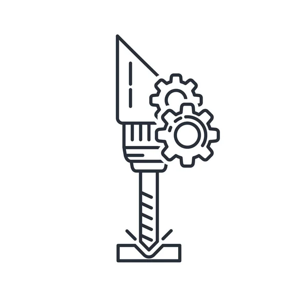 CNC machine drill icon - precision milling drilling metalworking — Stock Vector