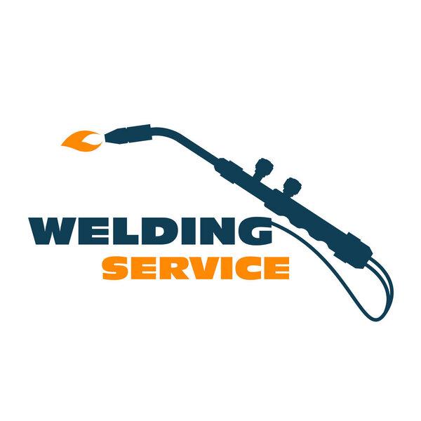 Welding icon - burner cutting torch, weld service simple logo