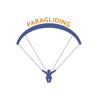 Paragliding simgesi - paraşütçü ön görünümü, paraşütçü amblemi 