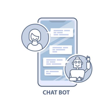 Chatbot helper - chatting with robot virtual assistant  clipart