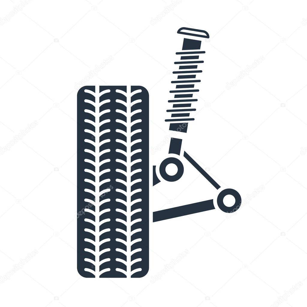 Car suspension service, Wheel alignment icon - axle and wheel absorber