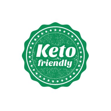 Keto dostane işareti ya da beyaz arkaplan üzerindeki damga, vektör illüstrasyonu