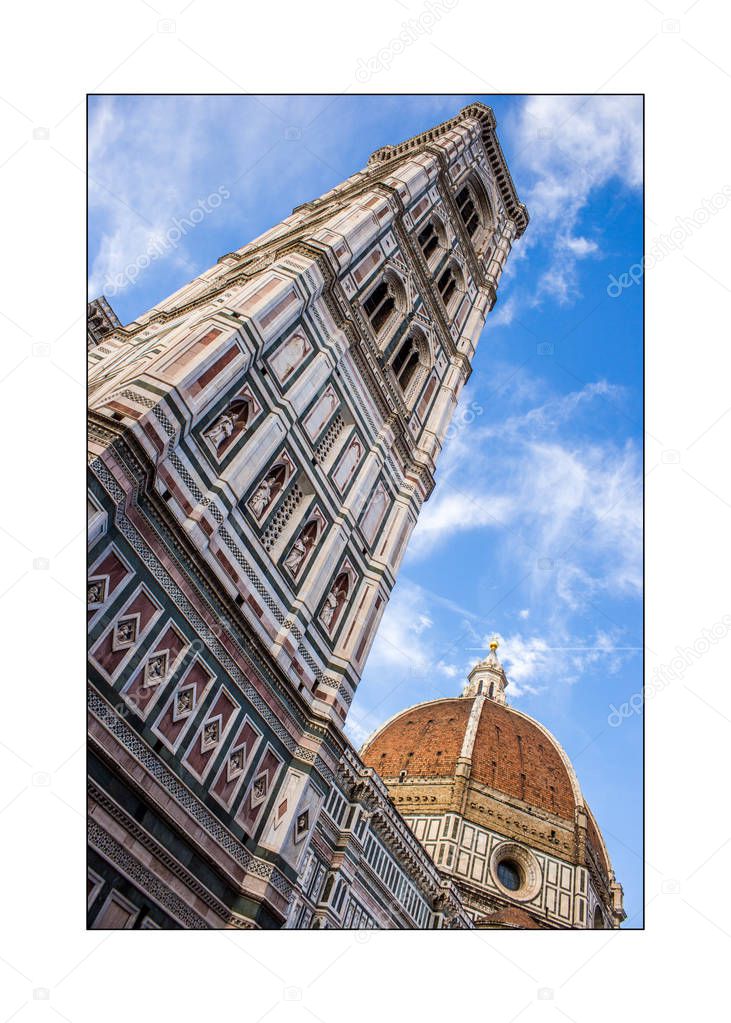 Cupola of Brunelleschi and Giotto's tower Bell in Florence, Ital