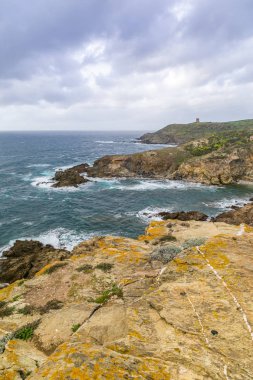 Sardunya büyük görünüm sahil Torre dei Corsari ile 