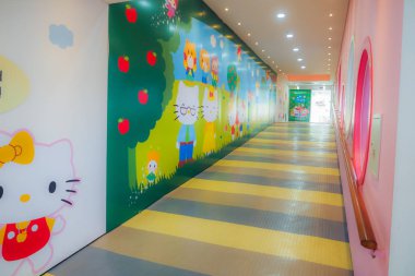 Jeju Adası, Kore - 12 Kasım 2016: Hello Kitty Island Müzesi ve Cafe içinde Jeju, turistik Jeju-do turist ziyaret.