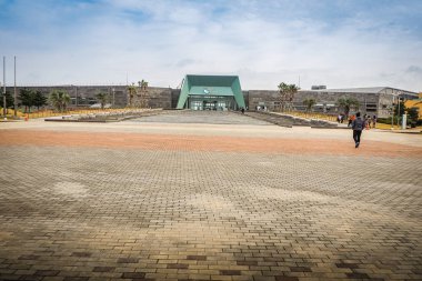 Jeju Adası, Kore - 13 Kasım 2016: Hanwah Aqua gezegen Jeju, ana çekim, Deniz Bilimleri, Kiz gezegen ve çok daha fazla kolaylık facilitie bir akvaryum gibi Seopjikoji ve teklifler versitle özellikleri yakınında turist ziyaret