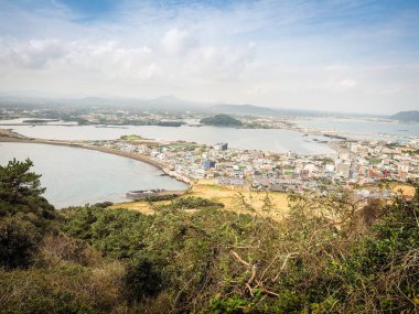 Güney Kore'de Jeju Adası'Seongsan Ilchulbong (gündoğumu üst noktası)