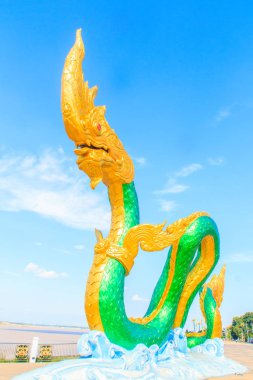 Naga heykel Mekong nehir kenarında yürüyüş Street şaşırtıcı 