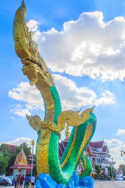 Naga heykel Mekong nehir kenarında yürüyüş Street şaşırtıcı 