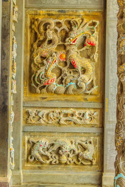 Tanrılar Heykeller Duvarlar Heykeller Ejderha Atlar Wenwu Tapınağı Nda Puli — Stok fotoğraf