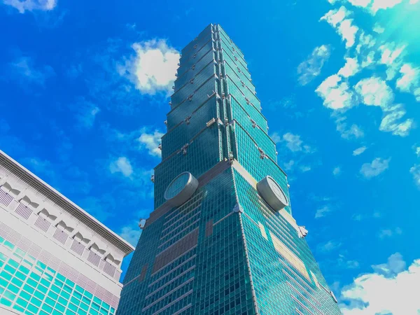 Taipei Taiwán Noviembre 2015 Torre Taipei 101 Vista Desde Frente — Foto de Stock