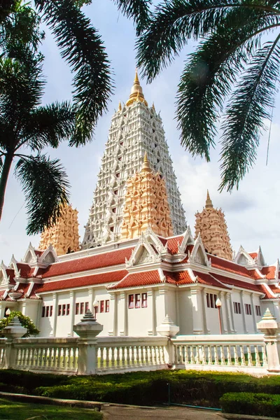 Mooie Witte Buddhagaya Pagode Wat Yannasang Wararam Boeddhistische Tempel Pattaya — Stockfoto