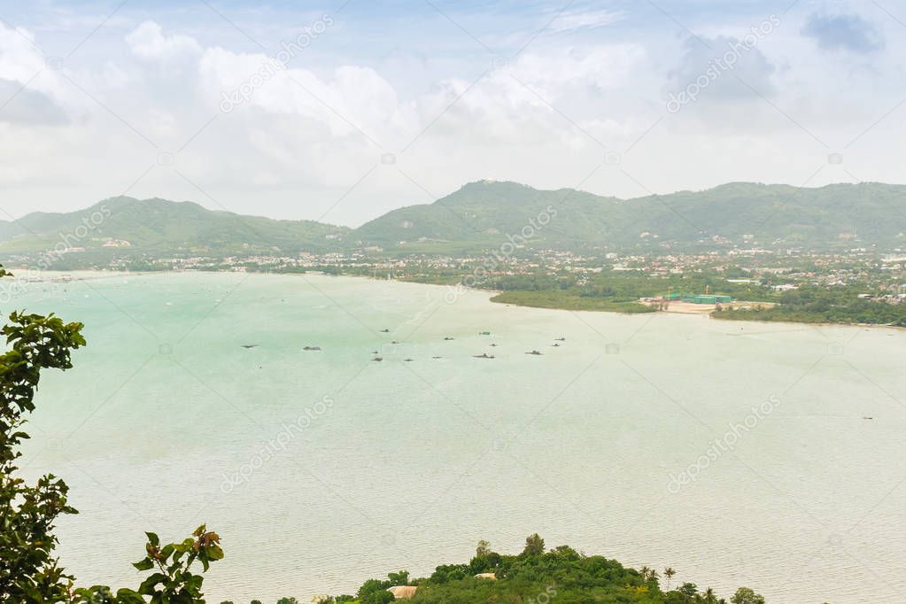 Beautiful view from Khao-Khad Views Tower, tourists can enjoy the 360-degree view such as Chalong bay, Panwa cape, Sire island, Bon island, tiny and large islands around Phuket including Phuket city. This tower was built according to Vichit district 