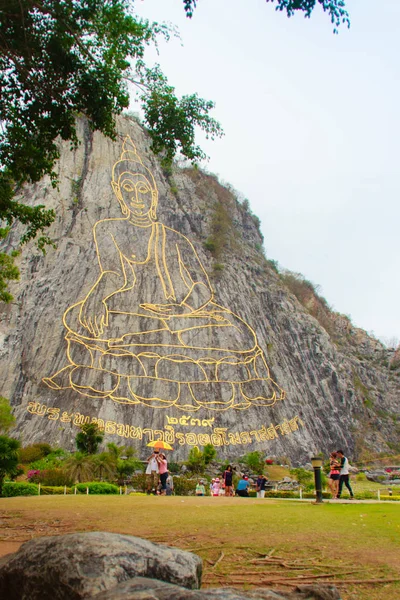 Láser Buda Dorado Tallado Incrustado Con Oro Khao Chee Chan —  Fotos de Stock