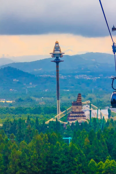 UFO tower, tallest free-fall ride at the Formosa Aboriginal Culture Village theme park.