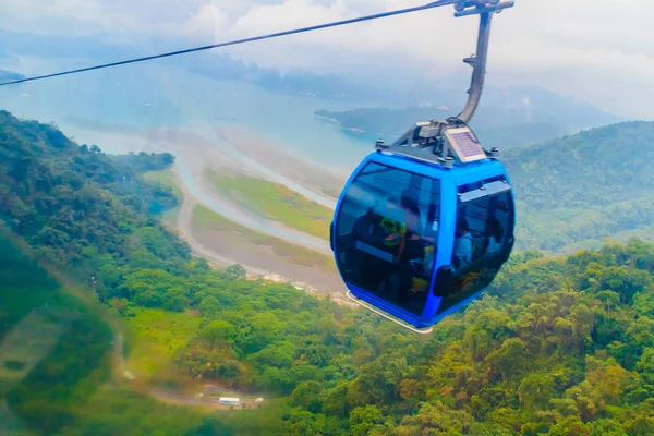 Top view of Sun Monn Lake from the The Sun Moon Lake Ropeway, the scenic gondola cable car service that connects Sun Moon Lake with the Formosa Aboriginal Culture Village theme park.