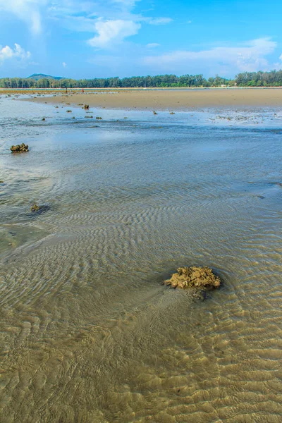 Exotische Prachtige Golfpatroon Het Zand Het Strand Nadat Zeewater Verdween — Stockfoto