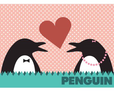 Çift penguen karikatür vektör