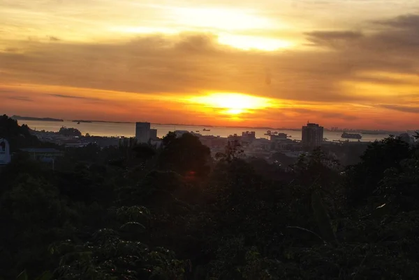 Hermosa Vista Atardecer Pueblo —  Fotos de Stock