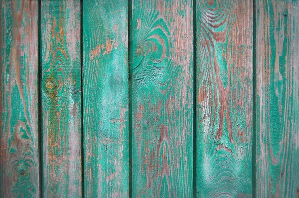 古老的绿色木栅栏。木栅栏背景。木板纹理 — 图库照片