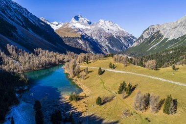aerial view of pass Albula in the Alps of Switzerland clipart