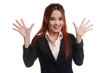 Genç Asyalı kadın dilini yapışkanlık dışarı.