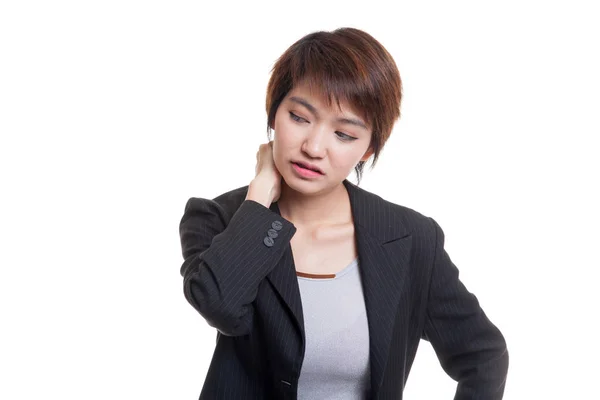 Joven asiática mujer got cuello dolor . —  Fotos de Stock