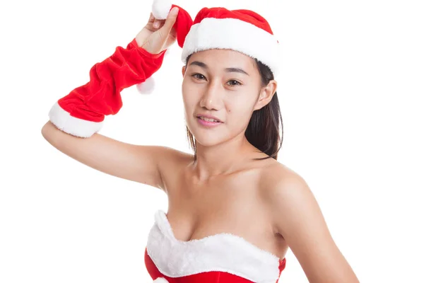 크리스마스 산타 클로스 아시아 소녀. — 스톡 사진