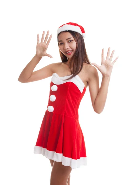 Dziewczyna azjatyckich Boże Narodzenie Santa Claus. — Zdjęcie stockowe